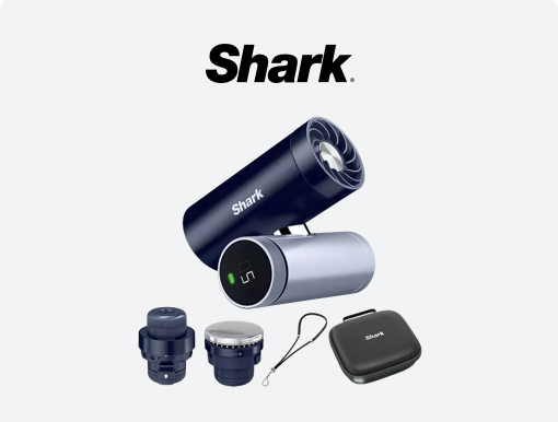 SHARK ChillPill 3-in-1 Fan, Mist & InstaChill System with Travel Case & Crossbody Strap with Logo.